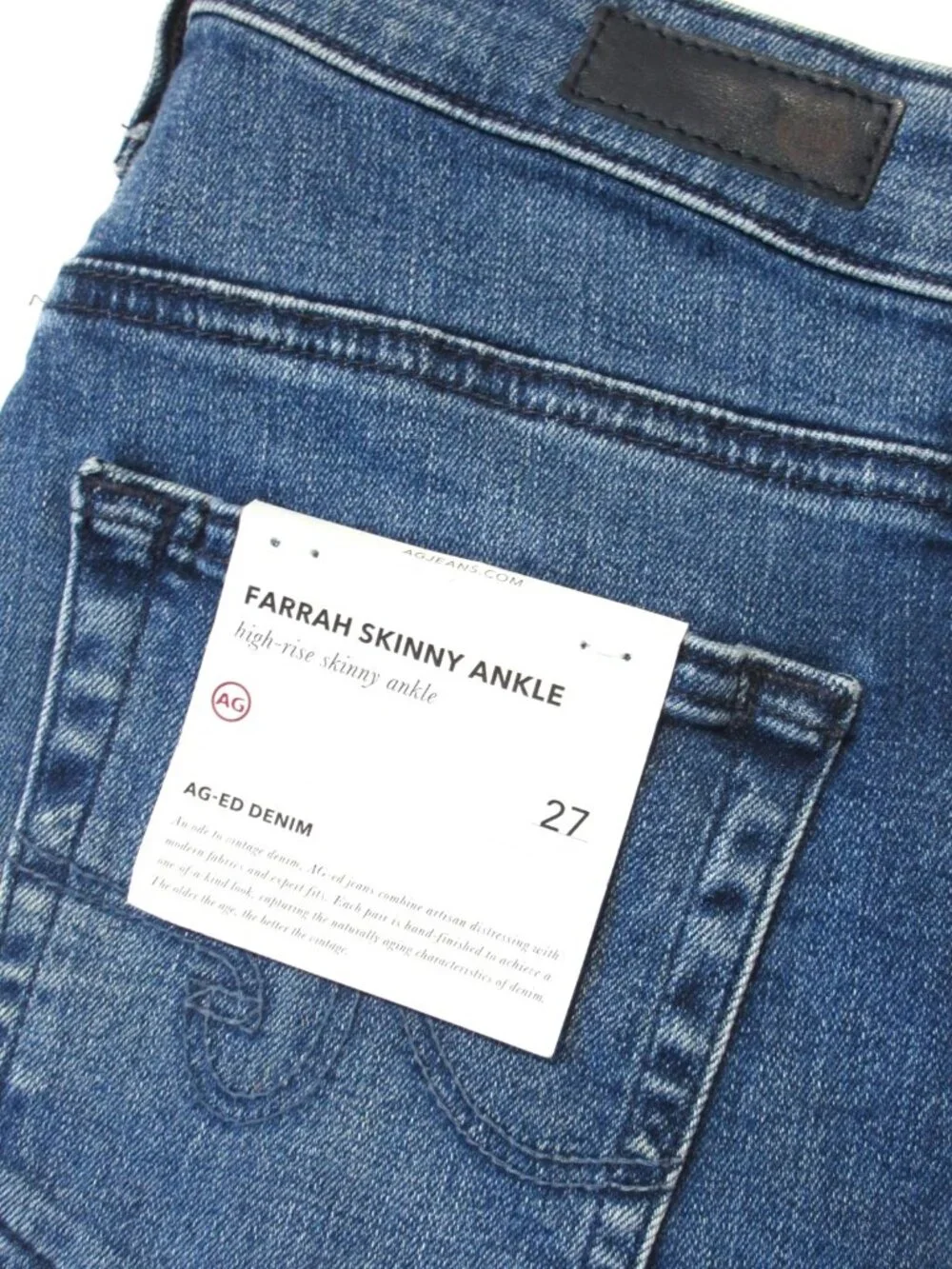 NWT Adriano Goldschmied AG Farrah Skinny Ankle in 10 Years Broadway Jeans 27